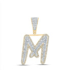 10K Two - tone Gold Round Diamond Initial "M" Charm Pendant 1 Cttw - Splendid Jewellery