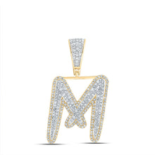 Load image into Gallery viewer, 10K Two - tone Gold Round Diamond Initial "M" Charm Pendant 1 Cttw - Splendid Jewellery