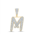 10K Two - tone Gold Round Diamond Initial "M" Charm Pendant 1 Cttw - Splendid Jewellery