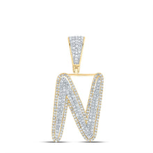 Load image into Gallery viewer, 10K Two - tone Gold Round Diamond Initial "N" Charm Pendant 7/8 Cttw - Splendid Jewellery