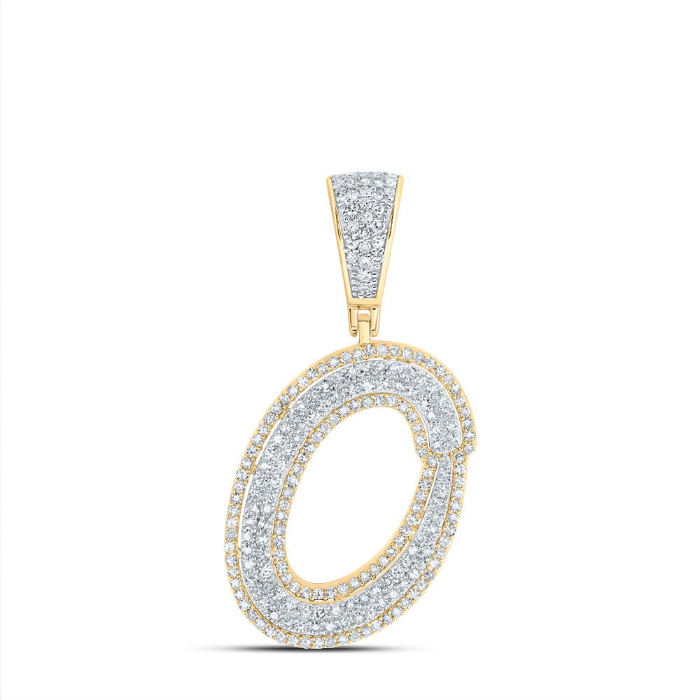10K Two - tone Gold Round Diamond Initial "O" Charm Pendant 3/4 Cttw - Splendid Jewellery