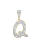 10K Two - tone Gold Round Diamond Initial "Q" Charm Pendant 7/8 Cttw - Splendid Jewellery