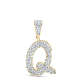 10K Two - tone Gold Round Diamond Initial 