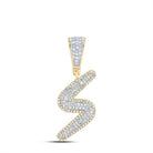 10K Two - tone Gold Round Diamond Initial "S" Charm Pendant 1/2 Cttw - Splendid Jewellery