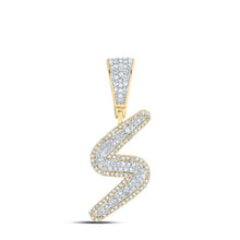 Load image into Gallery viewer, 10K Two - tone Gold Round Diamond Initial "S" Charm Pendant 1/2 Cttw - Splendid Jewellery