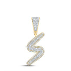 10K Two - tone Gold Round Diamond Initial "S" Charm Pendant 1/2 Cttw - Splendid Jewellery