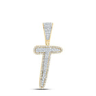 10K Two - tone Gold Round Diamond Initial "T" Charm Pendant 1/2 Cttw - Splendid Jewellery