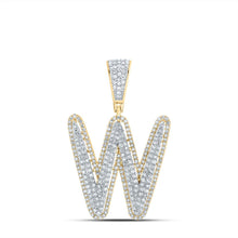 Load image into Gallery viewer, 10K Two - tone Gold Round Diamond Initial "W" Charm Pendant 1 Cttw - Splendid Jewellery