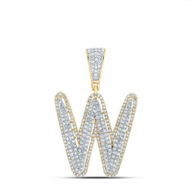 10K Two - tone Gold Round Diamond Initial 