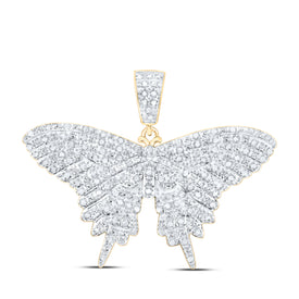 Sterling Silver Round Diamond Gift Butterfly Pendant 3/4 Cttw - Splendid Jewellery