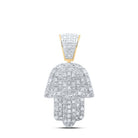 Sterling Silver Round Diamond P4 Hamsa Charm Pendant 1/2 Cttw - Splendid Jewellery