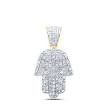 Load image into Gallery viewer, Sterling Silver Round Diamond P4 Hamsa Charm Pendant 1/2 Cttw - Splendid Jewellery
