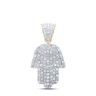 Sterling Silver Round Diamond P4 Hamsa Charm Pendant 1/2 Cttw - Splendid Jewellery