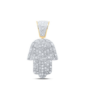 Sterling Silver Round Diamond P4 Hamsa Charm Pendant 1/2 Cttw - Splendid Jewellery