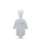 Sterling Silver Round Diamond P4 Hamsa Charm Pendant 1/2 Cttw - Splendid Jewellery