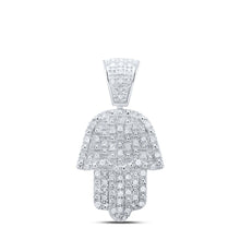 Load image into Gallery viewer, Sterling Silver Round Diamond P4 Hamsa Charm Pendant 1/2 Cttw - Splendid Jewellery