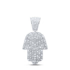 Sterling Silver Round Diamond P4 Hamsa Charm Pendant 1/2 Cttw - Splendid Jewellery