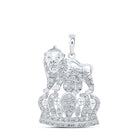 Sterling Silver Round Diamond P4 Crown "Lion" Charm Pendant 1/4 Cttw - Splendid Jewellery