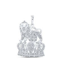 Load image into Gallery viewer, Sterling Silver Round Diamond P4 Crown "Lion" Charm Pendant 1/4 Cttw - Splendid Jewellery
