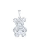 Sterling Silver Diamond P4 Gift Teddy Bear Pendant 3/8 Cttw - Splendid Jewellery