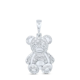 Sterling Silver Diamond P4 Gift Teddy Bear Pendant 3/8 Cttw - Splendid Jewellery