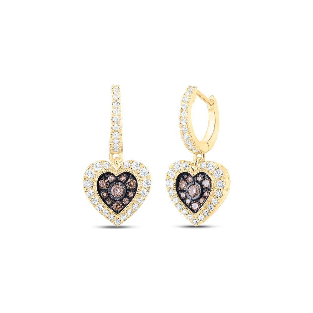10K Yellow Gold Brown Diamond Earrings for Everyday Wear - Splendid Jewellery