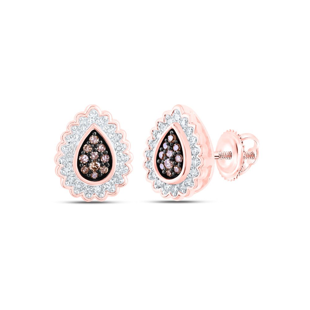 Brown Diamond Earrings in 10K Rose Gold - Splendid Jewellery