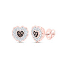 10K Rose Gold Modern Brown Diamond Earrings - Splendid Jewellery