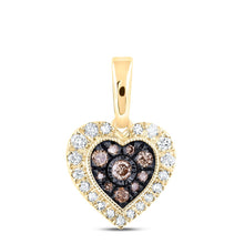Load image into Gallery viewer, 10K Yellow Gold Round Brown Diamond Cognac Heart Pendant 1/4 Cttw - Splendid Jewellery