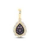 10K Yellow Gold Round Brown Diamond Cognac Pear Pendant 1/5 Cttw - Splendid Jewellery