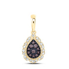 10K Yellow Gold Round Brown Diamond Cognac Pear Pendant 1/5 Cttw - Splendid Jewellery