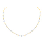 14K Yellow Gold Round Diamond Nke Flower Necklace (16 Inch) 2 Cttw - Splendid Jewellery