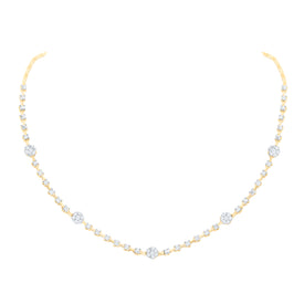 14K Yellow Gold Round Diamond Nke Flower Necklace (16 Inch) 2 Cttw - Splendid Jewellery