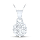 14K White Gold Round Diamond Nke Flower Fashion Pendant 1 Cttw - Splendid Jewellery