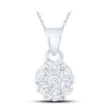 Load image into Gallery viewer, 14K White Gold Round Diamond Nke Flower Fashion Pendant 1 Cttw - Splendid Jewellery