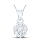 14K White Gold Round Diamond Nke Flower Fashion Pendant 1 Cttw - Splendid Jewellery