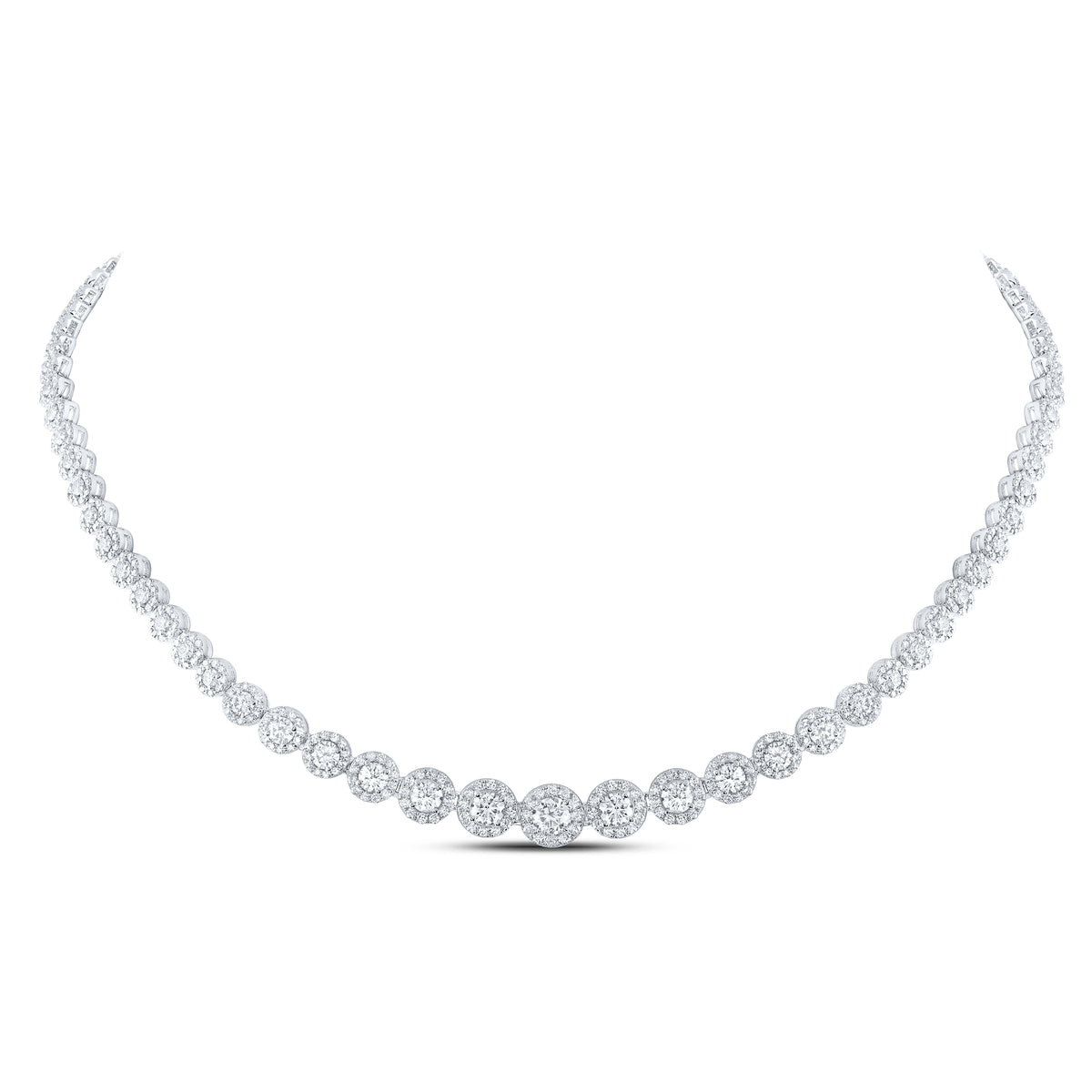 14K White Gold Diamond Nke Fashion Necklace (16 Inch) 8 1/5 Cttw - Splendid Jewellery