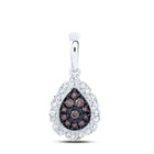 10K White Gold Round Diamond Cognac Pear Pendant 1/5 Cttw - Splendid Jewellery