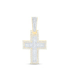 10K Yellow Gold Baguette Diamond Cross Charm Pendant 5/8 Cttw - Splendid Jewellery