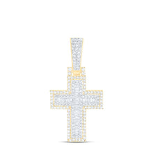 Load image into Gallery viewer, 10K Yellow Gold Baguette Diamond Cross Charm Pendant 5/8 Cttw - Splendid Jewellery