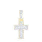 10K Yellow Gold Baguette Diamond Cross Charm Pendant 5/8 Cttw - Splendid Jewellery