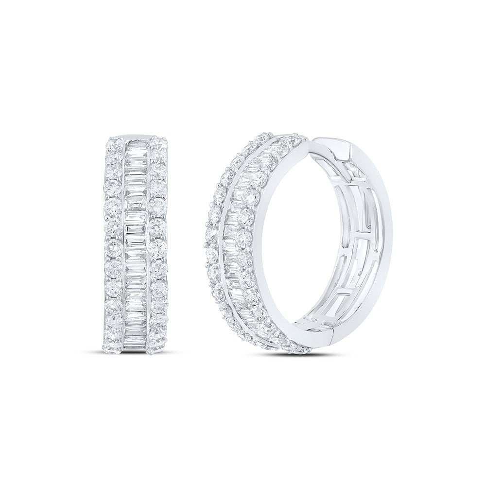 14K White Gold Luxury Diamond Hoop Earrings with Elegant Styling - Splendid Jewellery