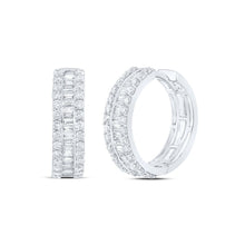 Load image into Gallery viewer, 14K White Gold Luxury Diamond Hoop Earrings with Elegant Styling - Splendid Jewellery