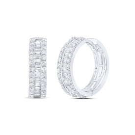 14K White Gold Luxury Diamond Hoop Earrings with Elegant Styling - Splendid Jewellery