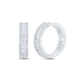14K White Gold Elegant Hoop Earrings with Diamond Gift Edition - Splendid Jewellery