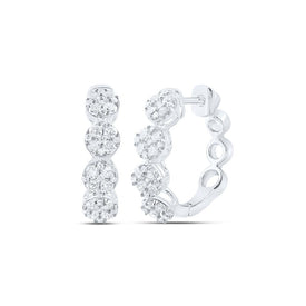 10K White Gold Diamond Hoop Earrings 1 Cttw - Splendid Jewellery