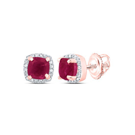 10K Rose Gold Ruby Earrings 1/10 Cttw - Splendid Jewellery