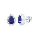 10K White Gold Blue Sapphire Earrings for Everyday Wear Gift Edition - Splendid Jewellery