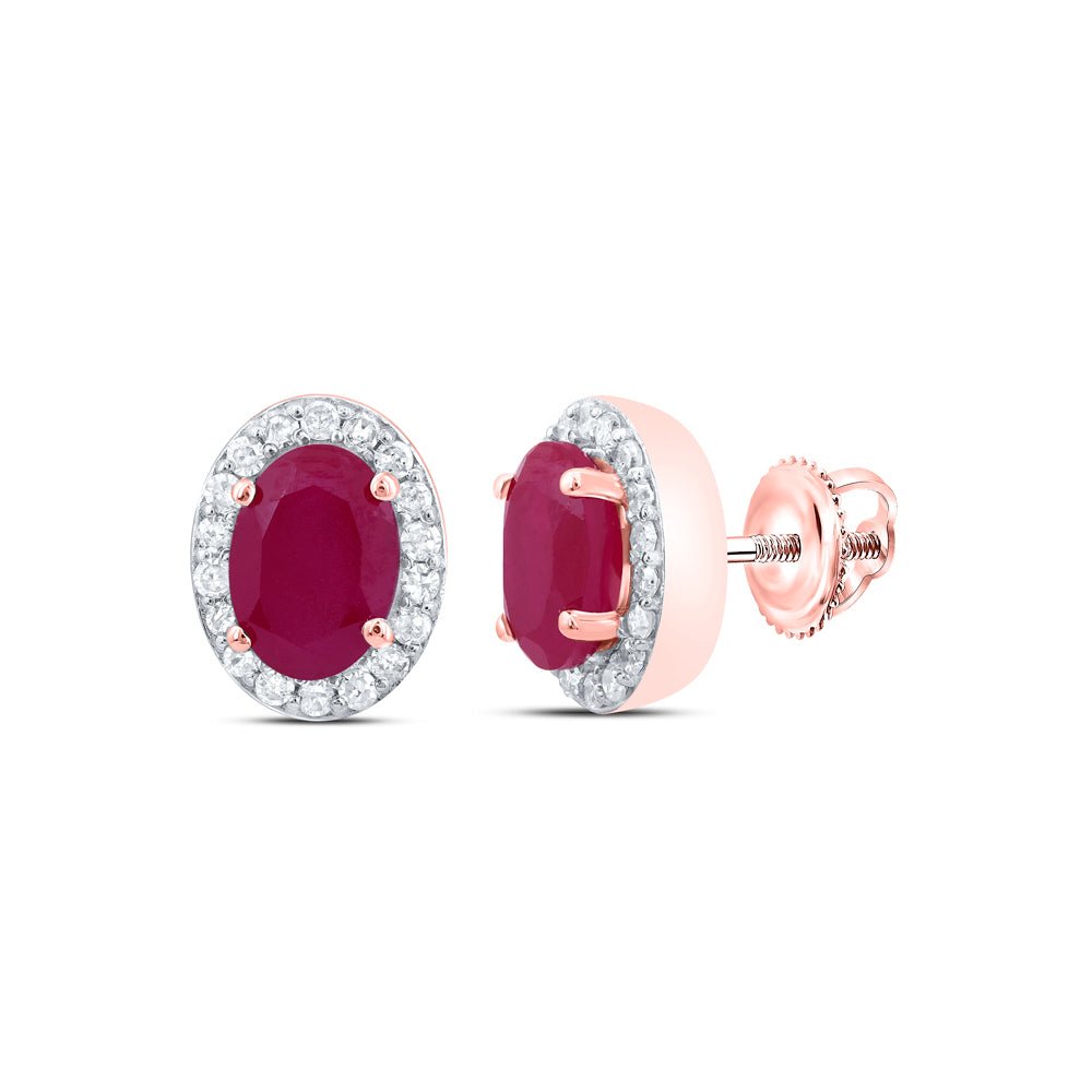10K Rose Gold Luxury Ruby Earrings - Splendid Jewellery
