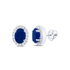 10K White Gold Modern Blue Sapphire Earrings - Splendid Jewellery